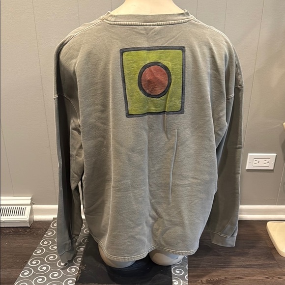 Authentic Pigment Men’s 2X Garment Dyed Artistic Sweatshirt with Abstract Design - Picture 4 of 5